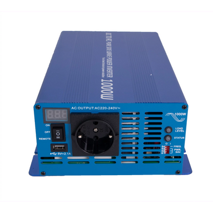 Inverter 12V 1000W Ren Sinus M/Fjernkontroll