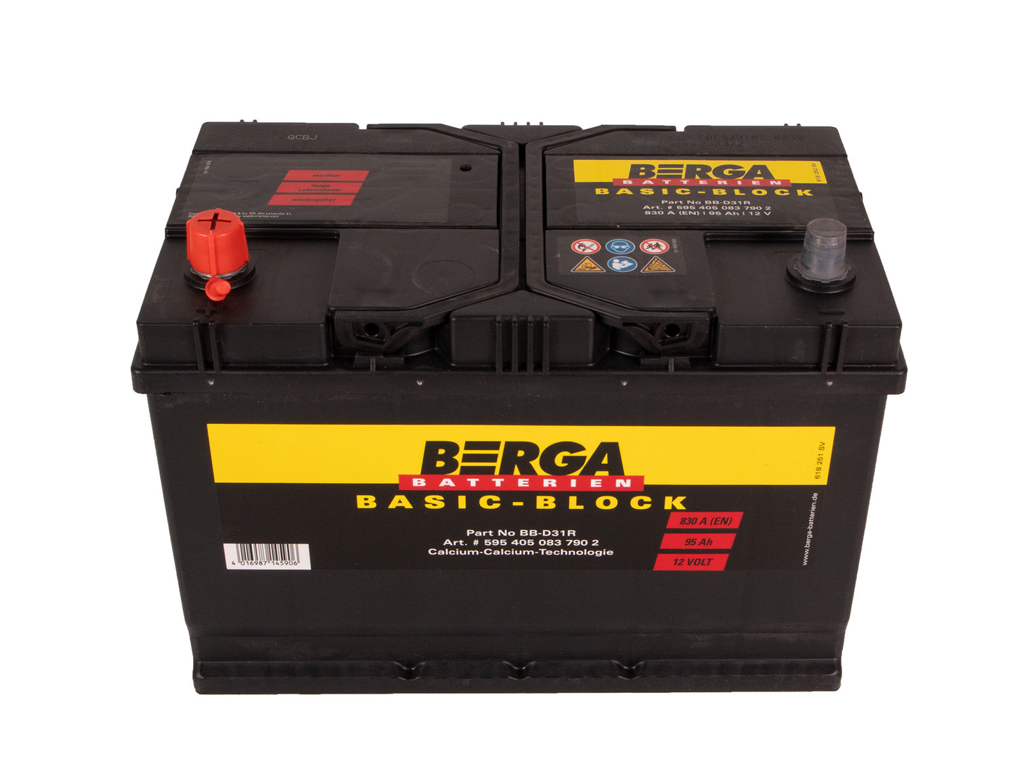 BERGA Basic Block 12V 95AH 830CCA shown in angle view
