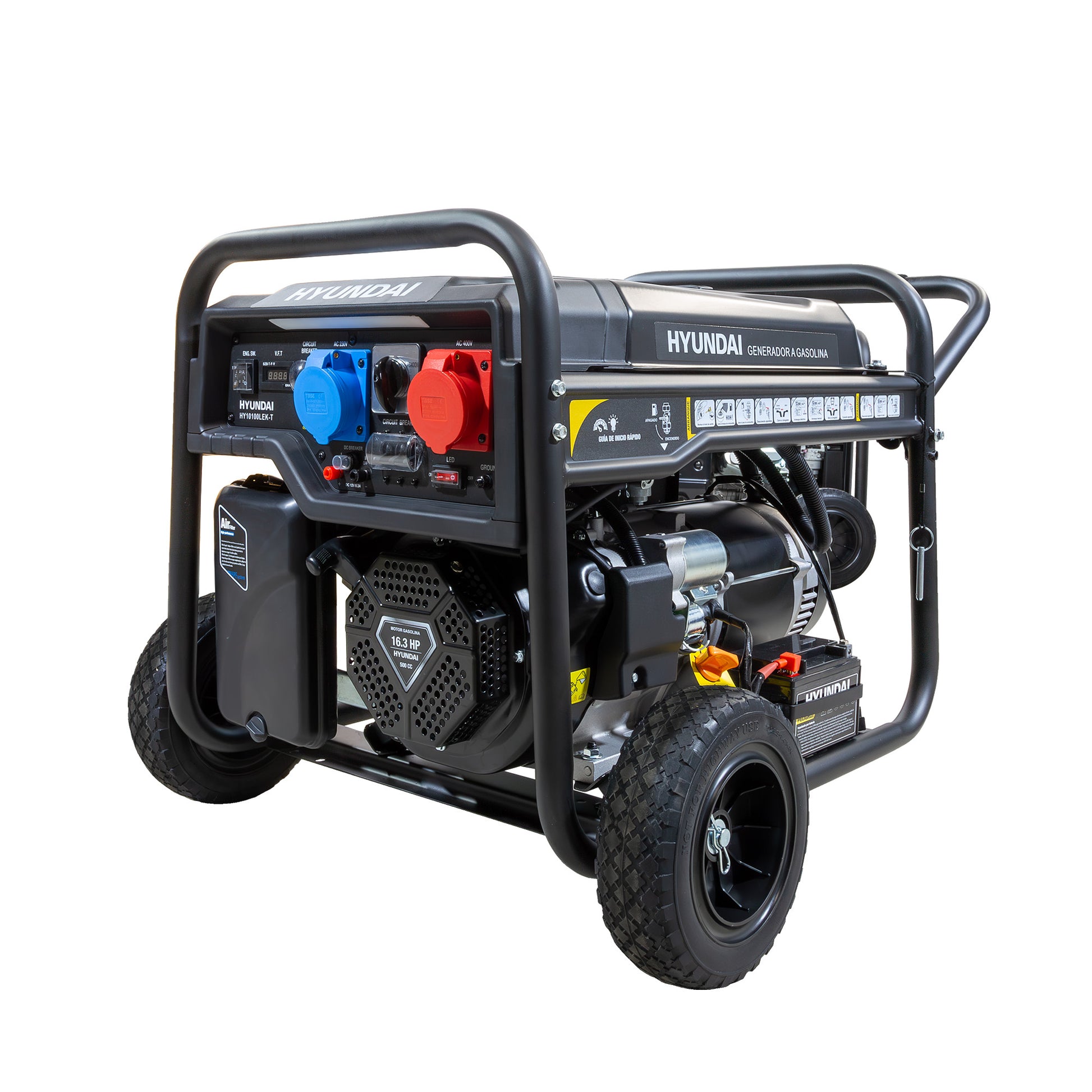 HYUNDAI HY10100LEK-T Proff Strømaggregat 8000W - 400V & 230V 1-FAS - elektrisk start - bensin - Image 1