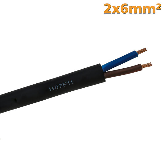 Kabel 2x6mm2 Sort - Dobbelisolert - Flat - Utebruk - Image 1