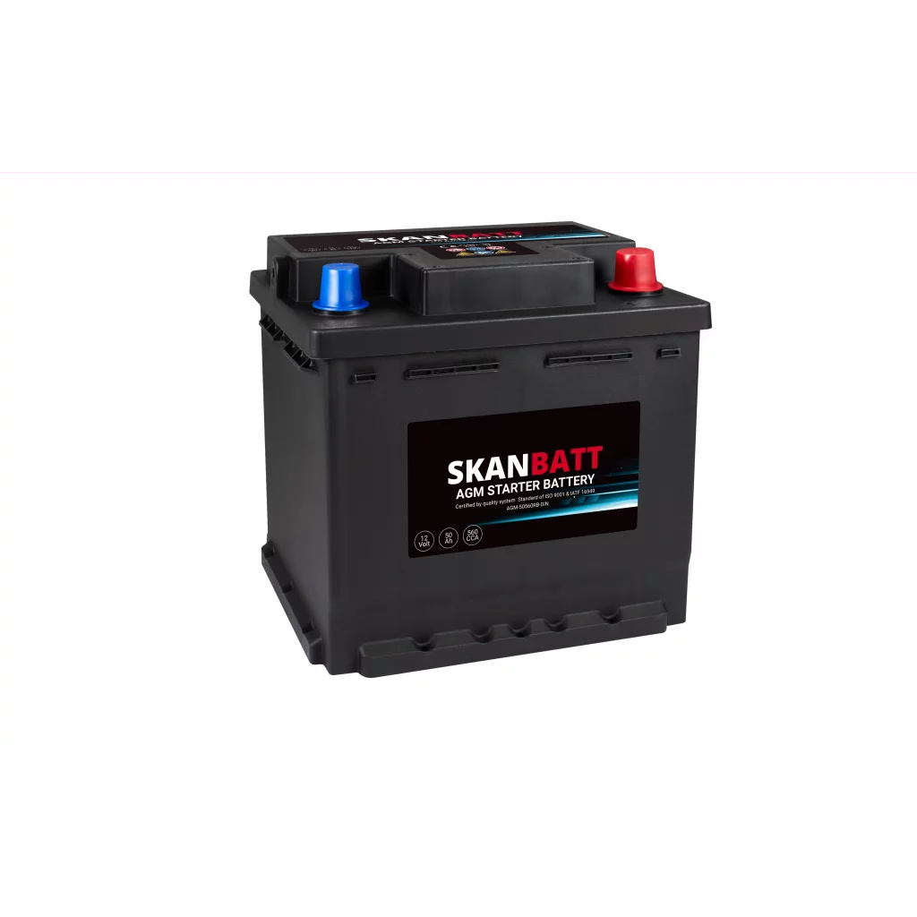SKANBATT AGM Startbatteri 12V 50AH 560CCA +R shown in product view