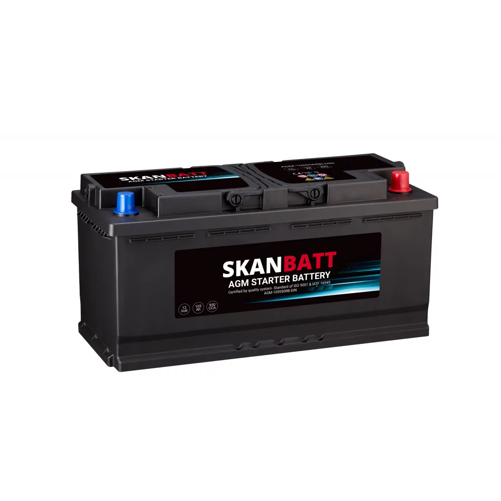 SKANBATT AGM Startbatteri 12V 105AH 950CCA +R shown in product view