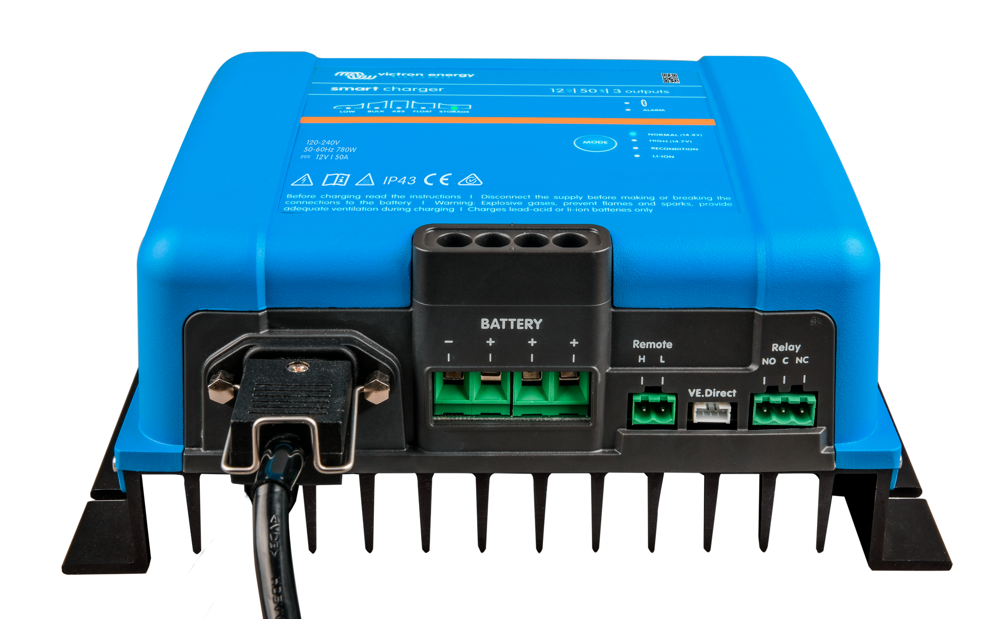VICTRON Phoenix Smart IP43 Batterilader 12V 50A 3-kanaler 120-240V shown in product view