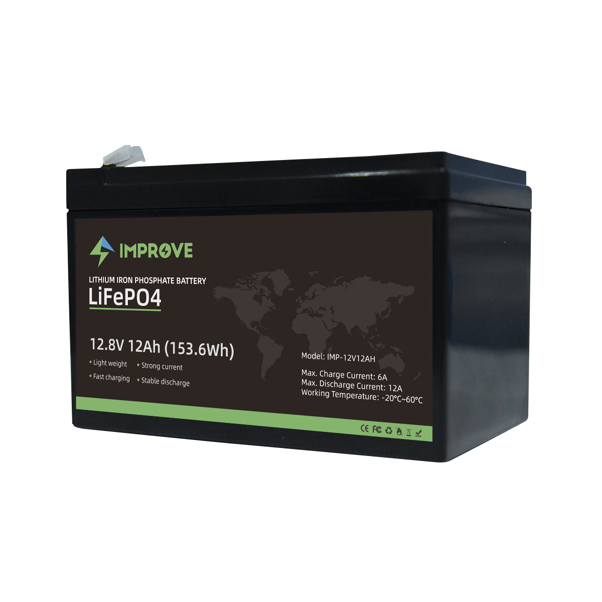 IMPROVE Lithium Batteri 12V 12Ah (LiFePO4) BMS 12A - Image 3