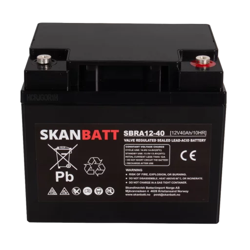 SKANBATT AGM Deep Cycle Batteri 12V 40Ah (198x166x171mm) +høyre