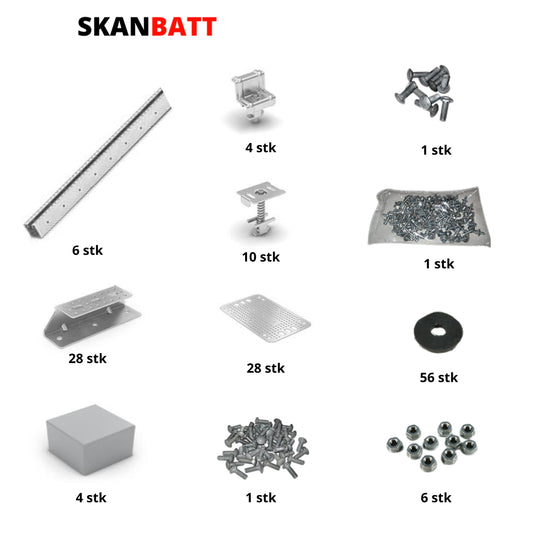 Takfeste for 6 paneler 2000x1000mm til slette tak (Takpapp) - Image 1