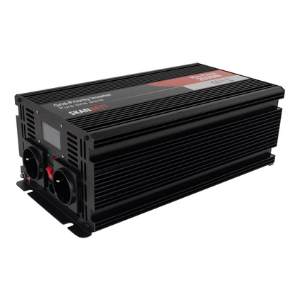 SKANBATT Inverter 12V 2000W Ren Sinus med Nettprioritering og Trådløs Fjernkontroll 415x165x120mm