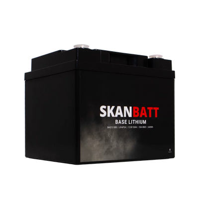 SKANBATT Base Lithium - 12V 50Ah 50A BMS - 198x166x170mm - Bluetooth - 3 Års garanti