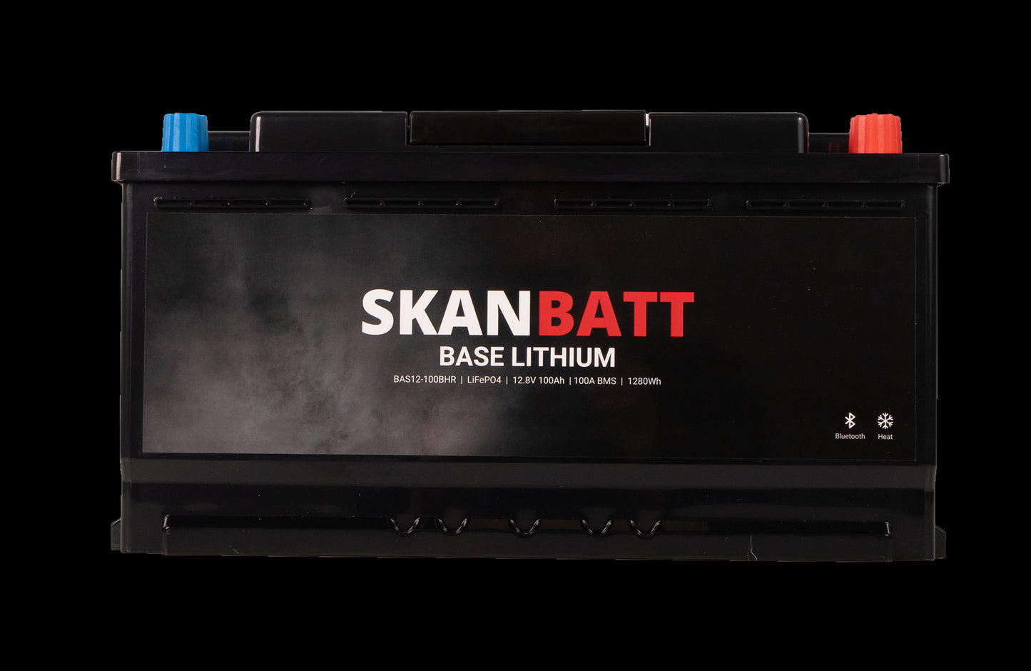 SKANBATT Base Lithium - 12V 100Ah 100A BMS - 355x175x190mm - Bluetooth - Heat - 3 Års garanti - Bobil