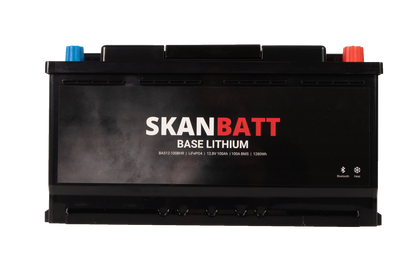 SKANBATT Base Lithium - 12V 100Ah 100A BMS - 355x175x190mm - Bluetooth - Heat - 3 Års garanti - Bobil shown in detail view