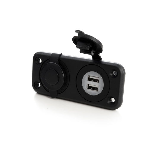 USB Kontakt - Dobbel - Sigarettenner plugg - For innfelling - m/deksel - Image 1
