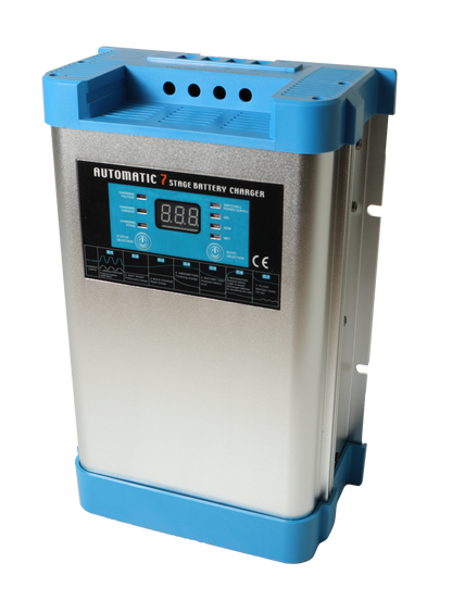 Smart Battery Charger 7-Stegs Elektronisk Batterilader 12V 40A - 2 Kanaler label detail