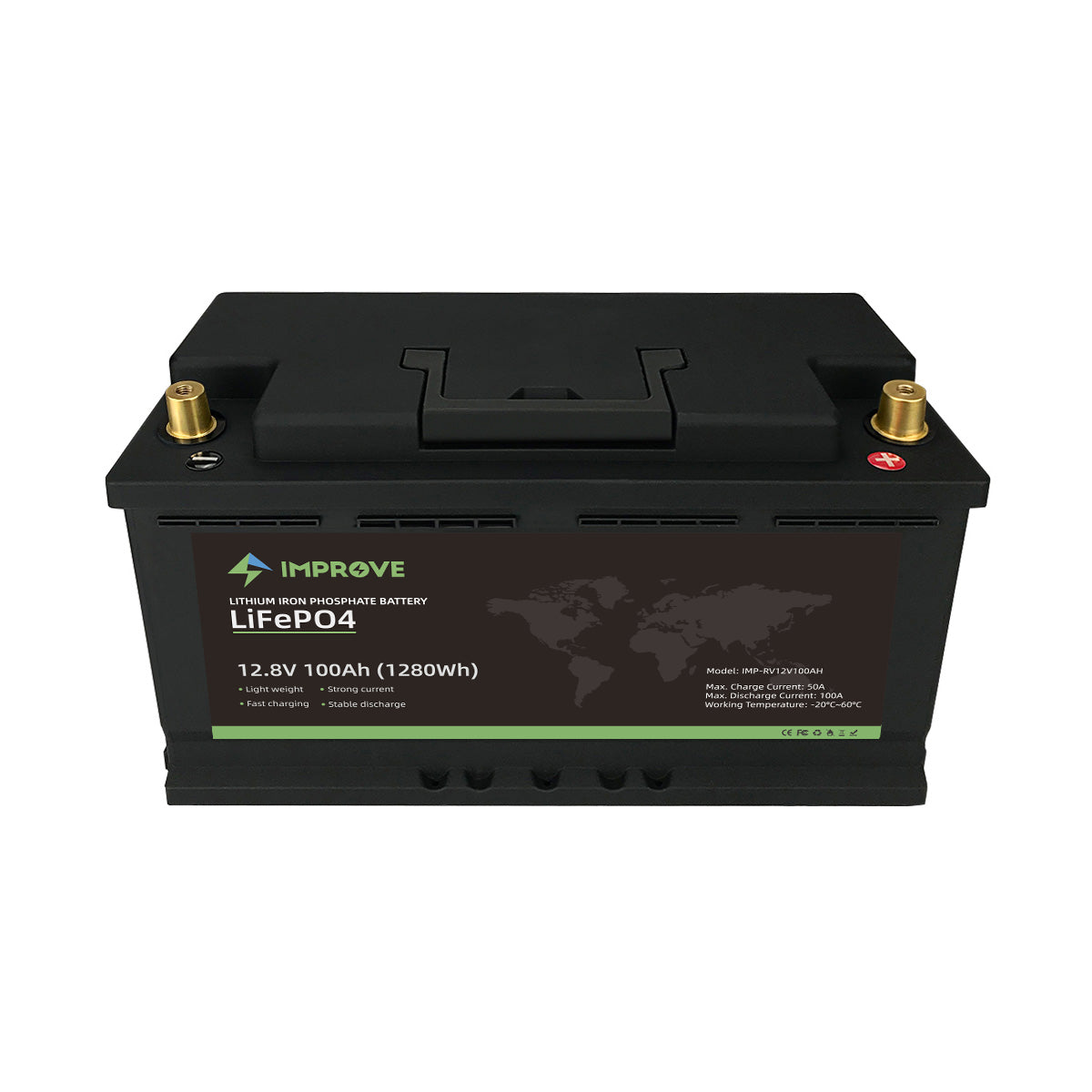 IMPROVE Lithium Batteri 12V 100Ah (LiFePO4) BMS 100A - BOBIL - Image 2