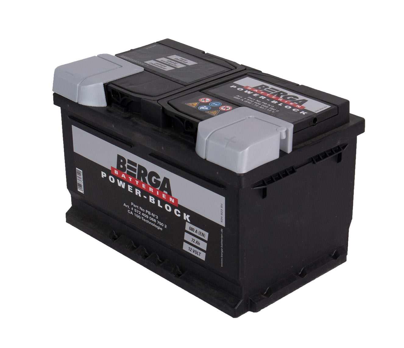 Berga Power Block 12V 72Ah 680Cca shown in detail view