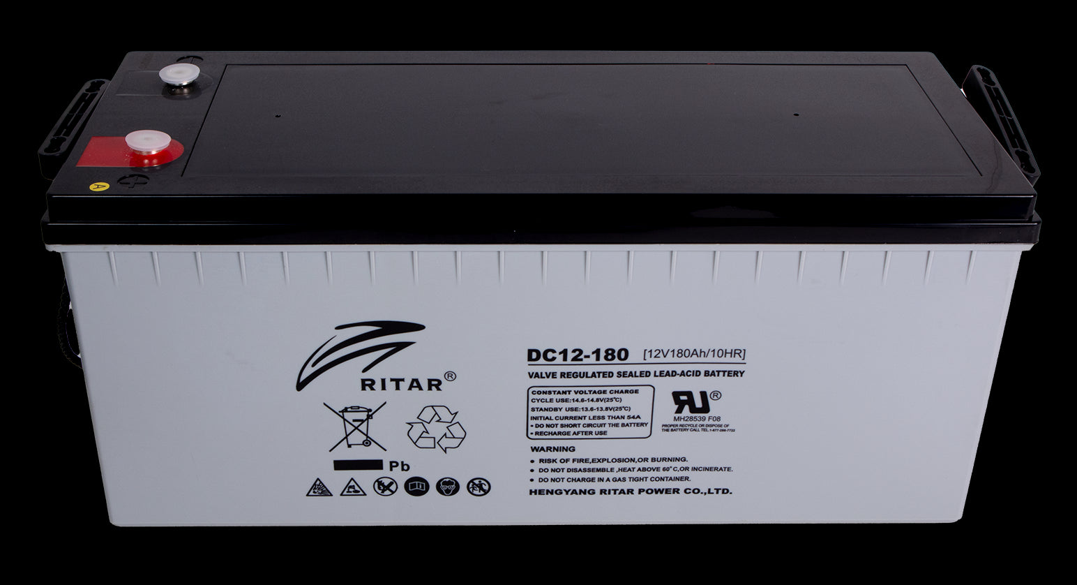 RITAR AGM Deep Cycle Batteri 12V 180AH C10 (530x209x219mm) +høyre - Image 2
