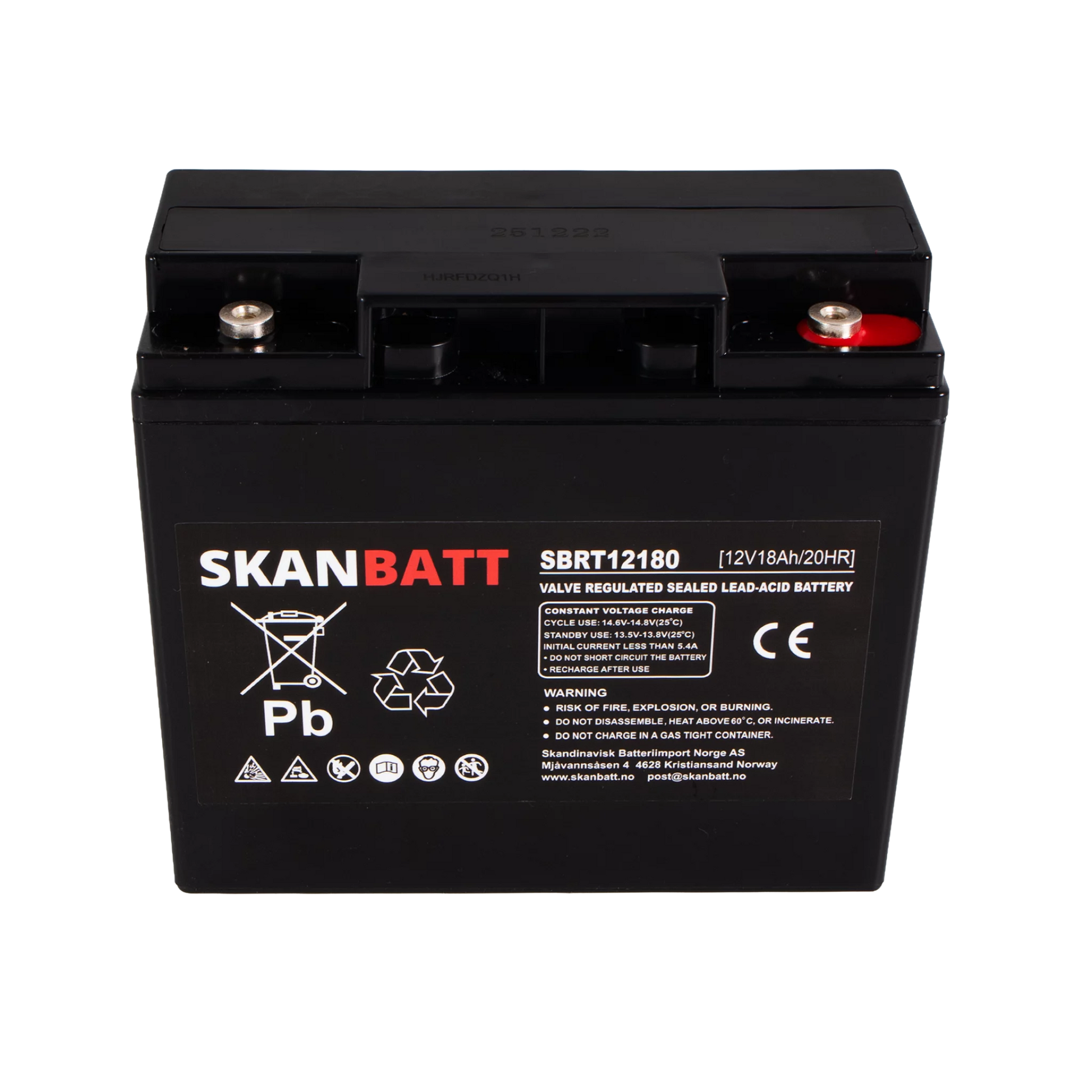 SKANBATT AGM Batteri 12V 18AH (181x77x167mm) M5