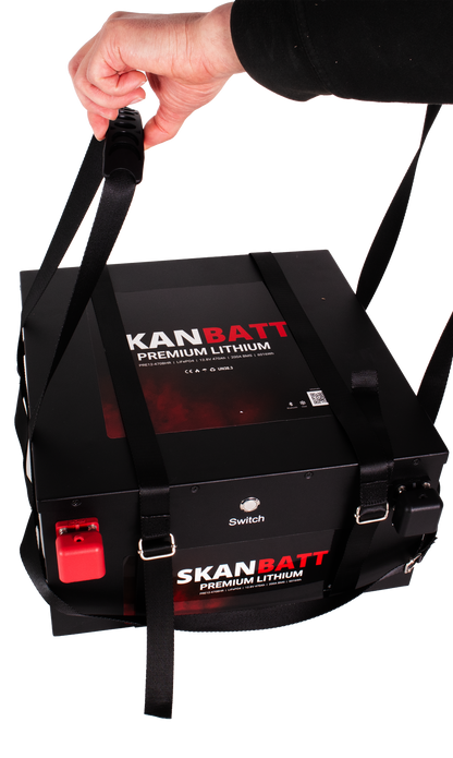 SKANBATT Premium Lithium - 12V 470Ah 200A BMS - 360x350x190mm - Bluetooth - Heat - 8 Års garanti - "Under setet" modell