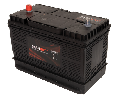 Skanbatt Fritidsbatteri 12V 115Ah 800Cca +Midtstilt shown in angle view