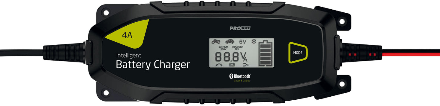Prouser Elektronisk Batterilader 6V/12V 4A M/ Bluetooth