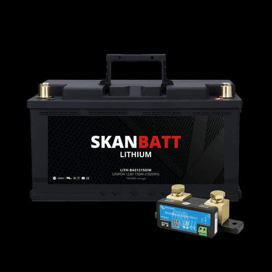 Skanbatt Lithium Batteri 12V 150Ah 150A Bms (352X174X190Mm) - Med Bluetooth