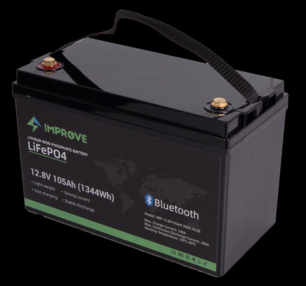 IMPROVE Lithium Batteri 12V 105Ah (LiFePO4) BMS 200A - BLUETOOTH - Image 1