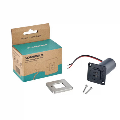 Scanstrut Tile Dual USB-C 12V/24V Børstet Stål shown in product view