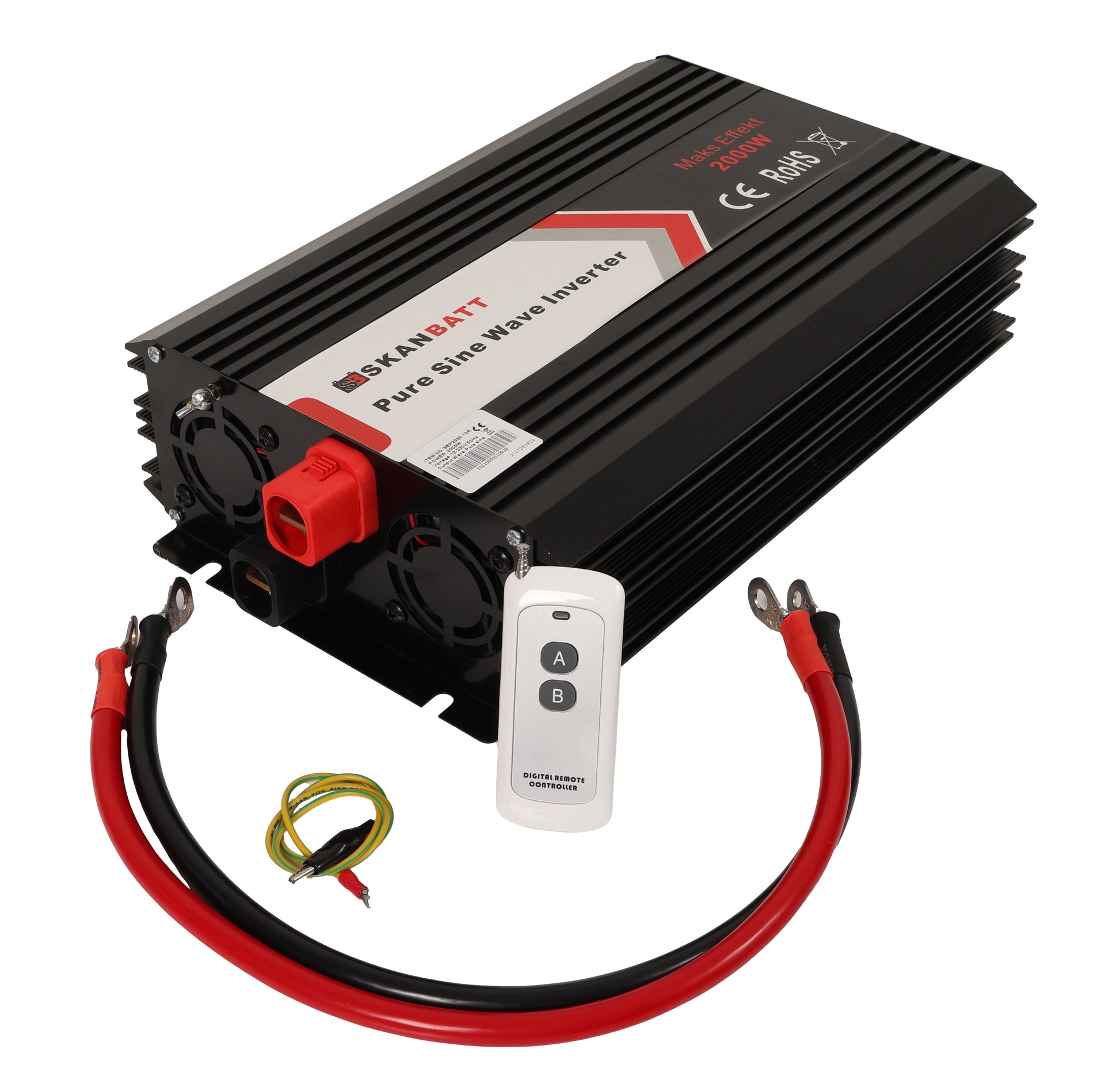 SKANBATT Inverter 12V 2000W  Ren Sinus m/Trådløs Fjernkontroll - Image 2