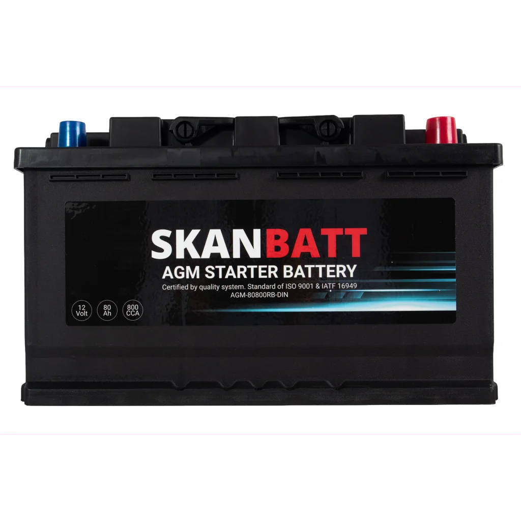 SKANBATT AGM Startbatteri 12V 80AH 800CCA (315x175x190mm) +R