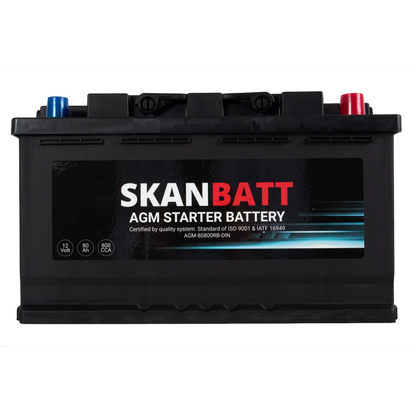 SKANBATT AGM Startbatteri 12V 80AH 800CCA (315x175x190mm) +R