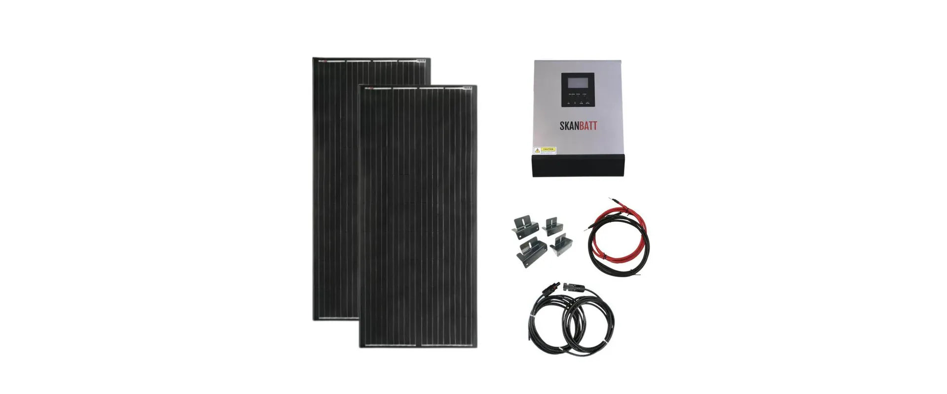 Skanbatt solcellepakke med paneler, inverter og kabler