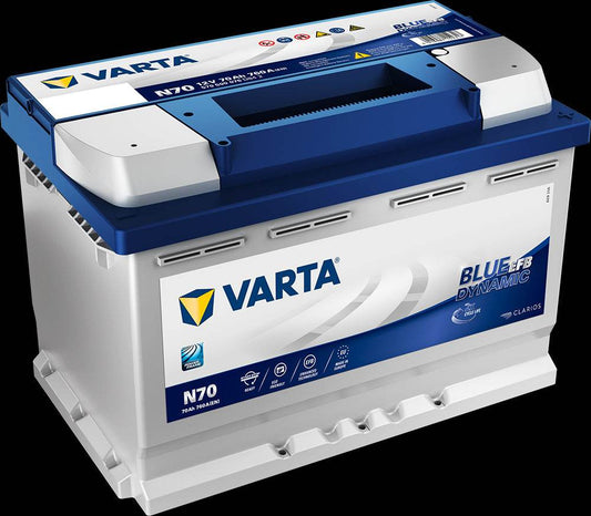 VARTA Blue Dynamic EFB Batteri 12V 70AH 760CCA (278x175x190/190mm) +høyre N70 - Proffvolt